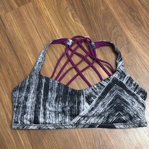 Lululemon Women's Sz 10 Strappy Yoga Workout Sports Bra Sportsbra VGC Purple Blk